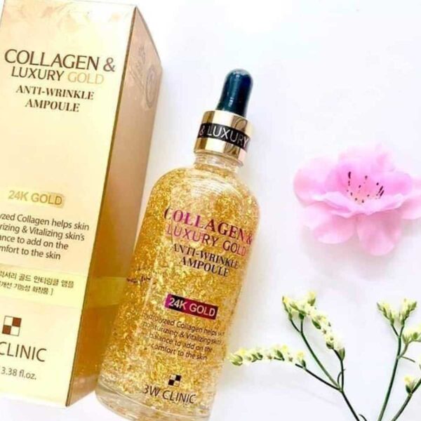 3W Clinic Collagen & Luxury Gold Anti-Wrinkle Ampoule – 100ml - Image 3