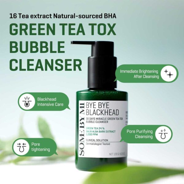 SOME BY MI Bye Bye Blackhead 30 Days Miracle Green Tea Tox Bubble Cleanser 120g - Image 3