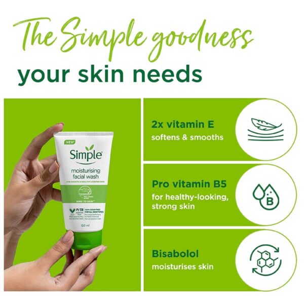 Simple Kind To Skin Moisturising Face Wash – 150ml - Image 4
