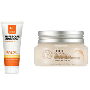 Rice Ceramide Moisture Cream 50ml + W.Skin Lab Triple Care Sun Cream Combo